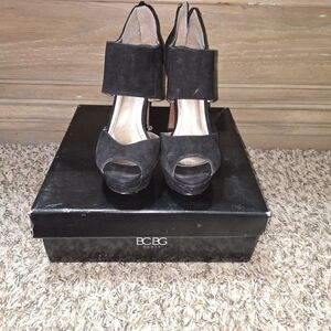 BCBG Black Peep-Toe Heels